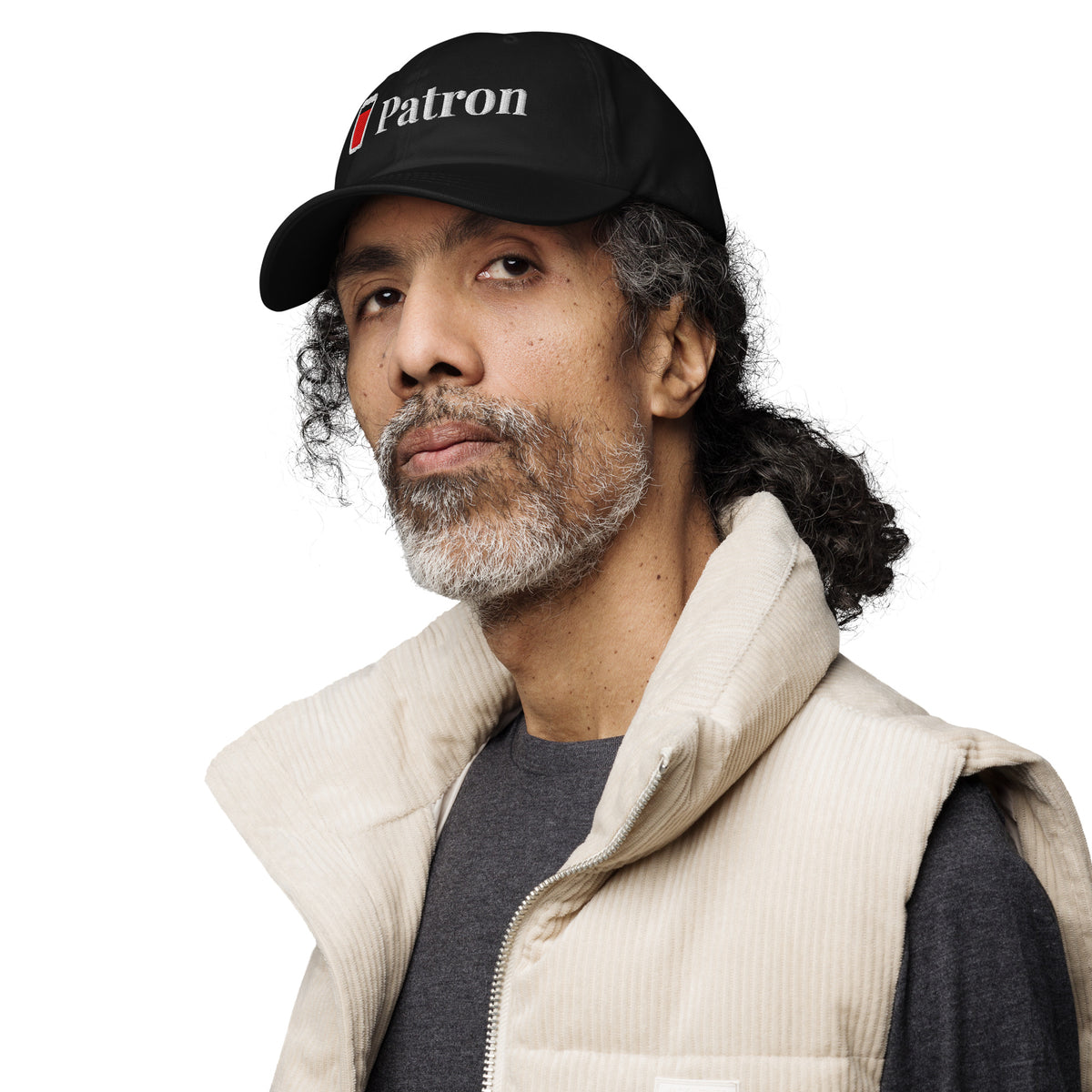 Patron cap being worn
