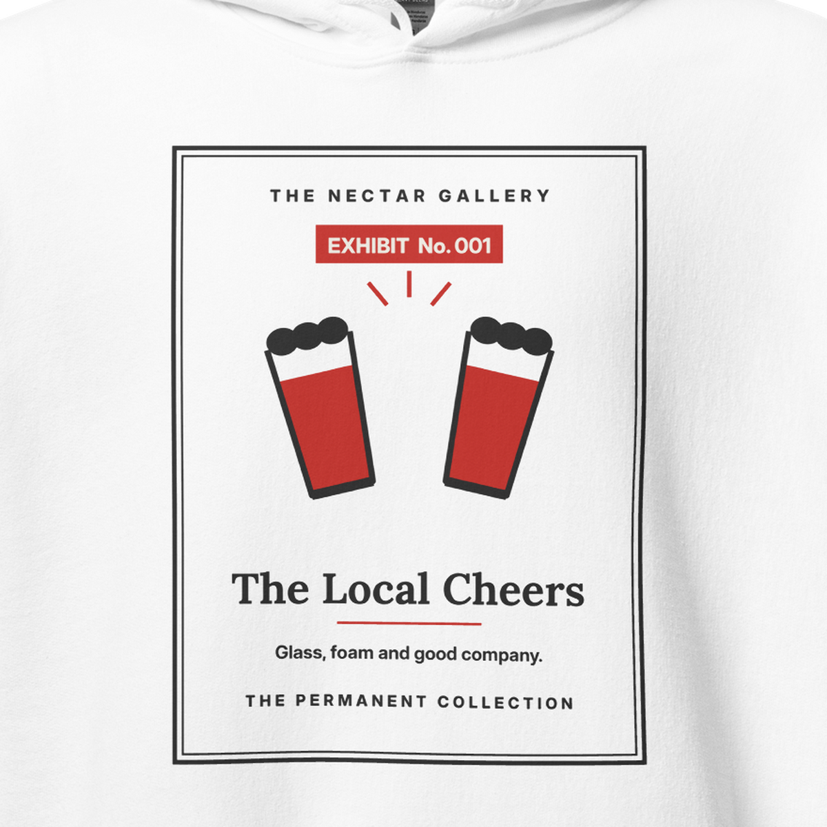 Exhibit 001: The Local Cheers hoodie, detail view