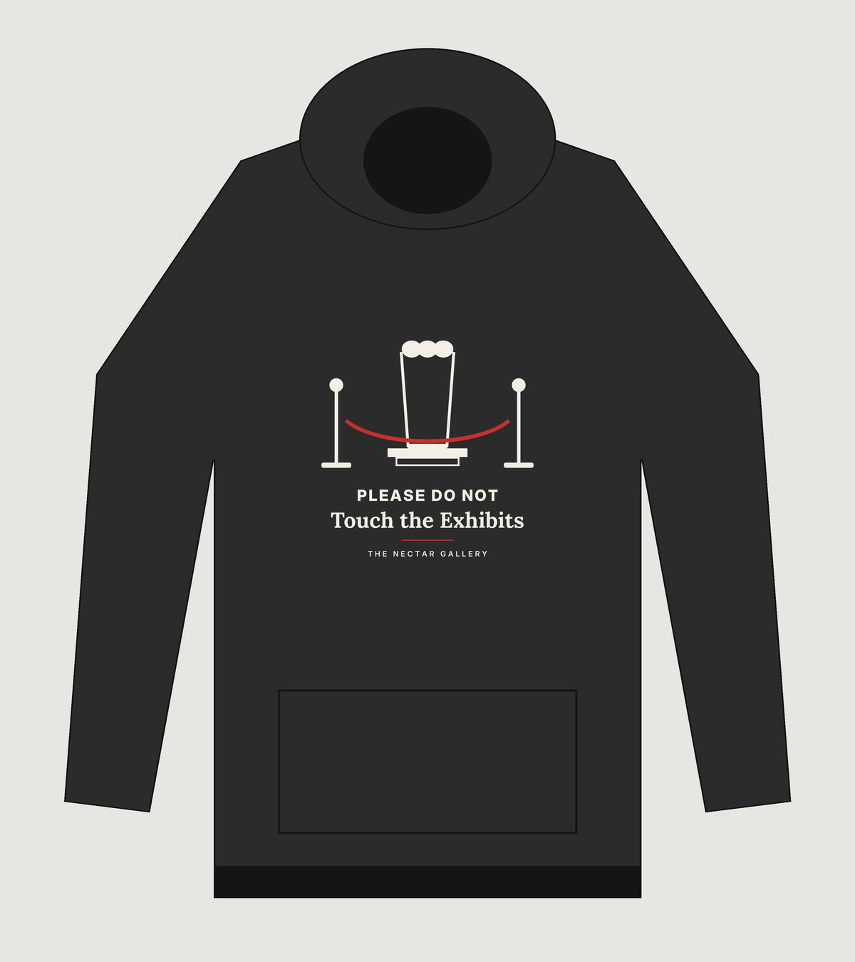 Please Do Not Touch the Exhibits hoodie, front view