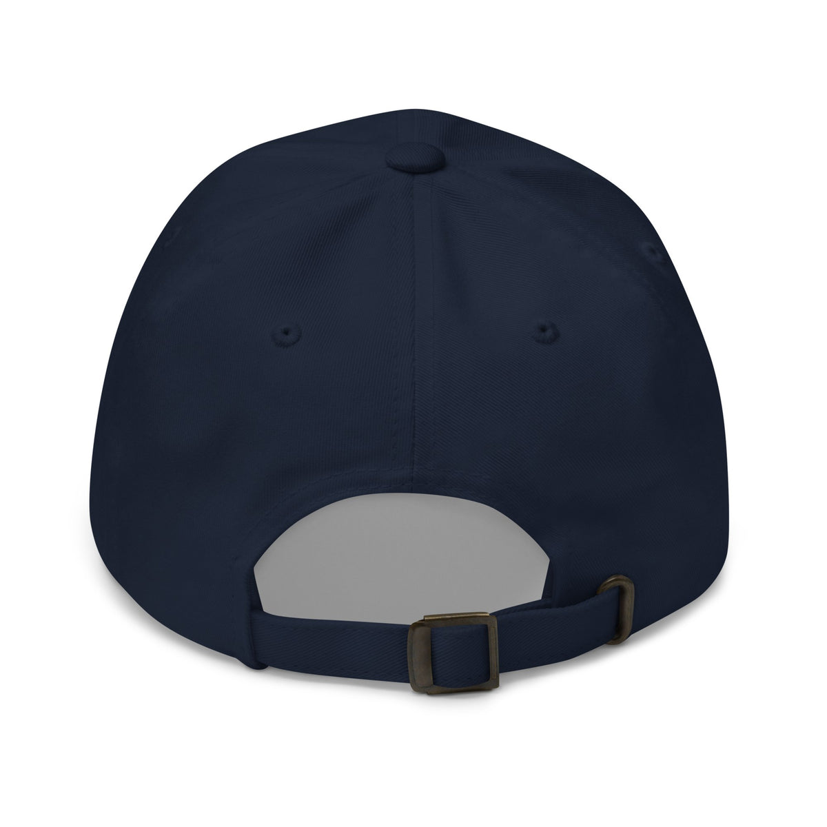 Back of the navy dad cap with its adjustable strap