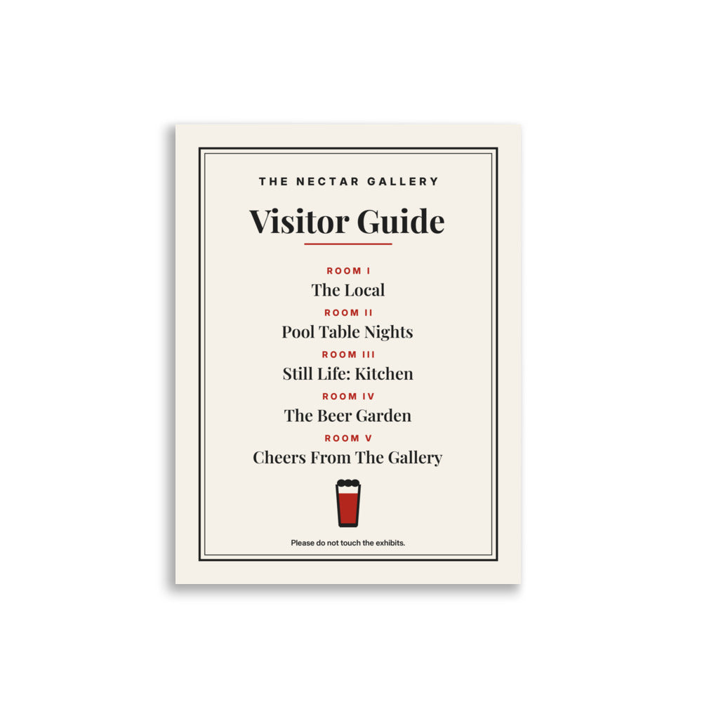 The Nectar Gallery Visitor Guide poster on a wall