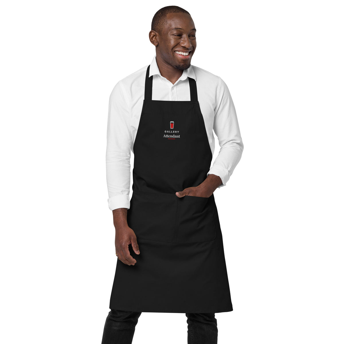 Gallery Attendant apron being worn