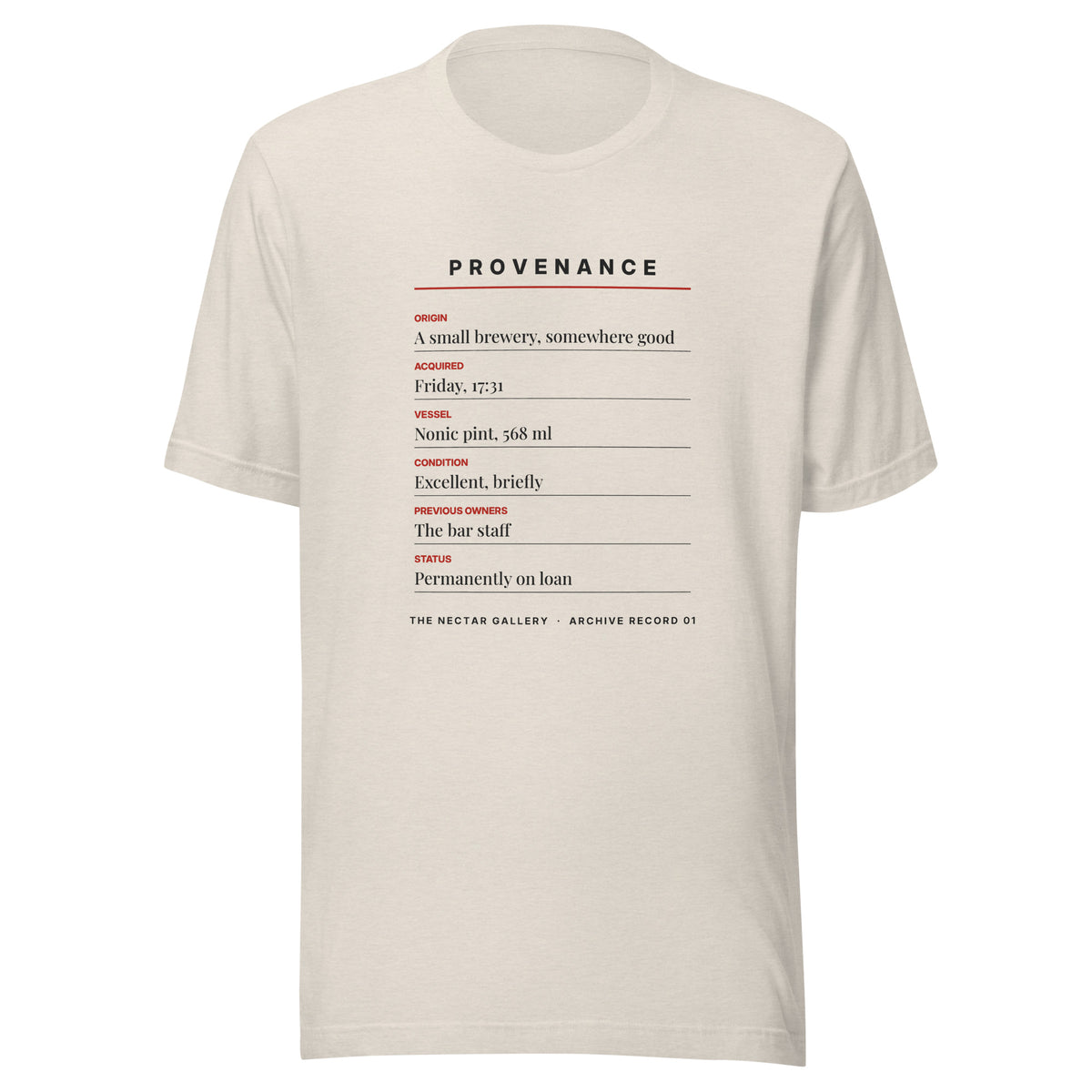 Provenance tee front print